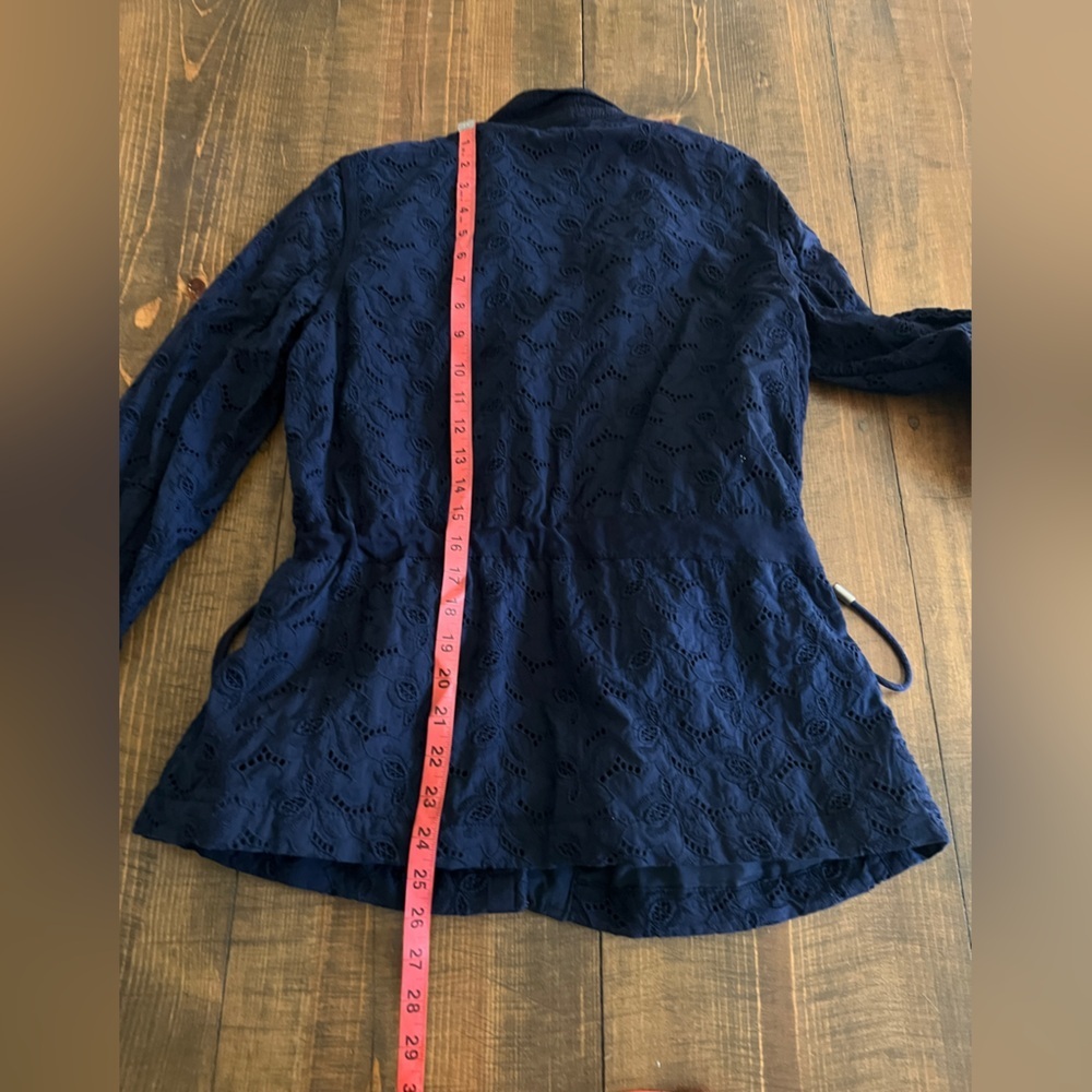 GAP Women’s XS Navy Blue Eyelet Lace Jacket Drawstring Waist Utility - Picture 9 of 9
